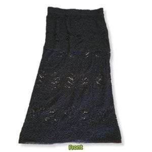 RO “FAIKIE” Black lined Floral Lace Midi Skirt